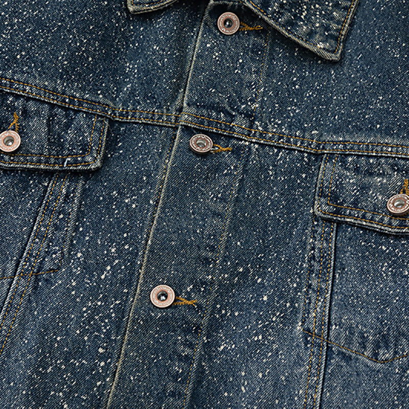 Splash-ink Splash Heavy Industry Washed Silver Hand-painted Denim Coat