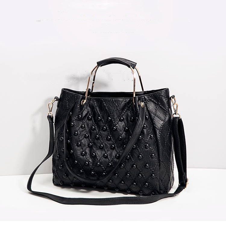 Soft Leather Diamond Rivet Handbag