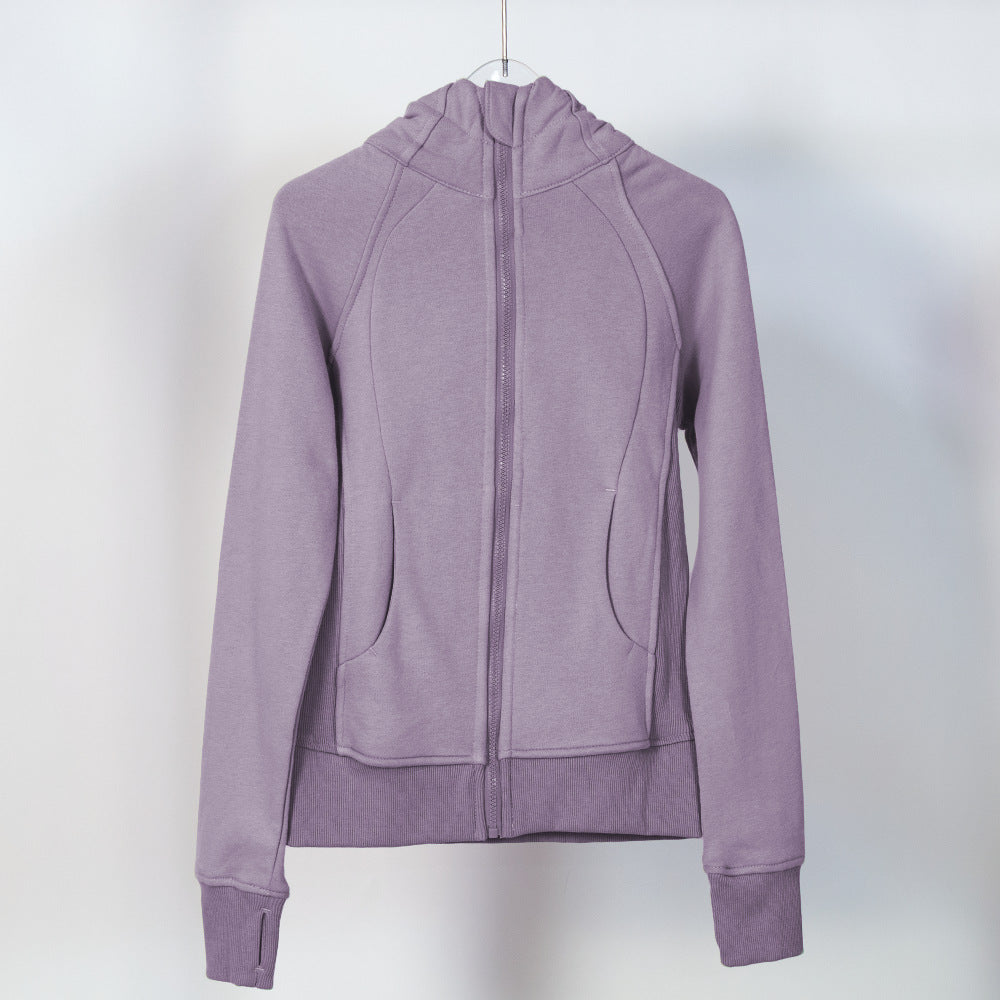 Yoga Clothes Coat Sports Full Zipper Hooded Sweatshirt