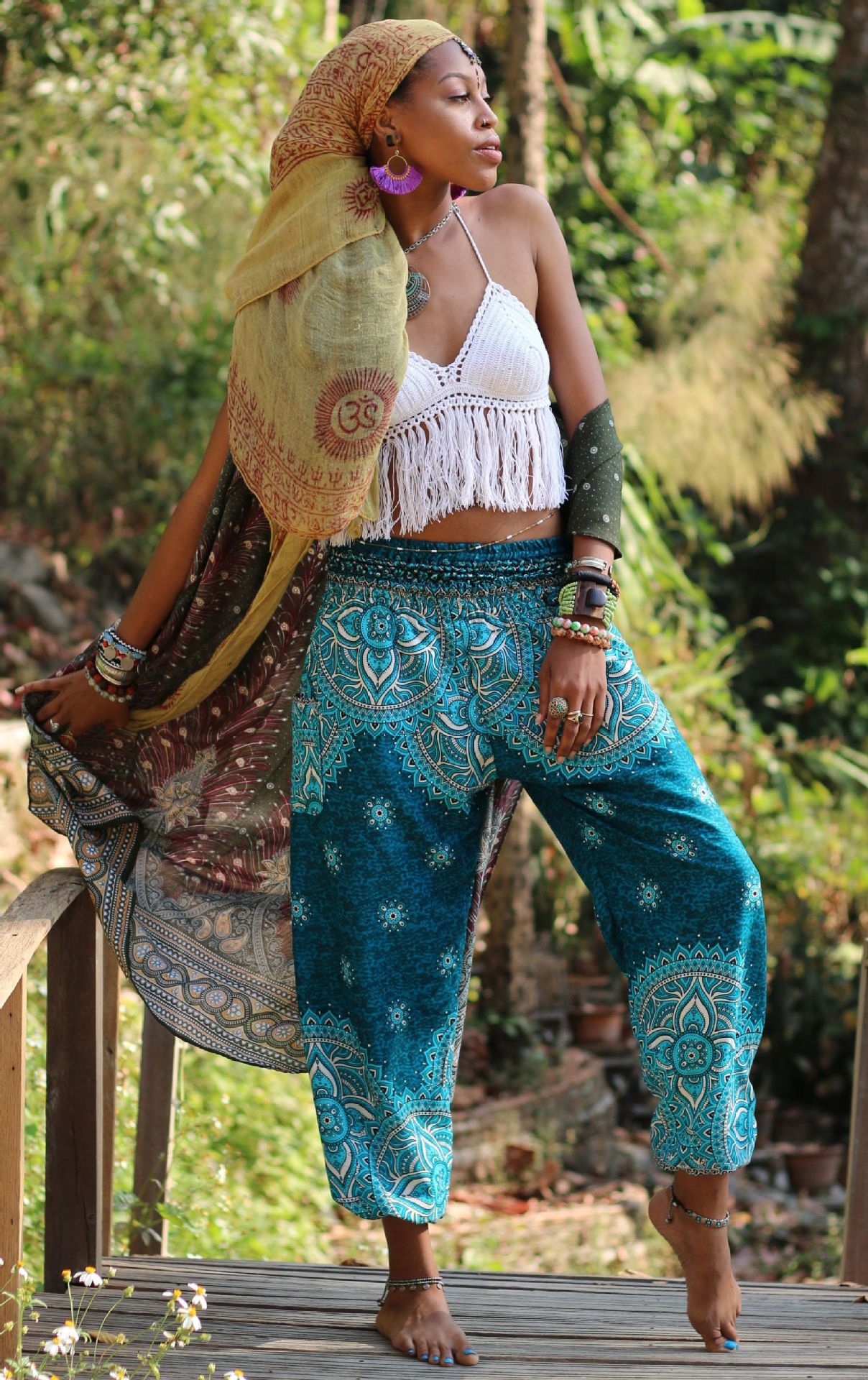 Ethnic Digital Printing Women's Ankle-tied Loose Sports Yoga Pants Leisure Bloomers Dance Pants