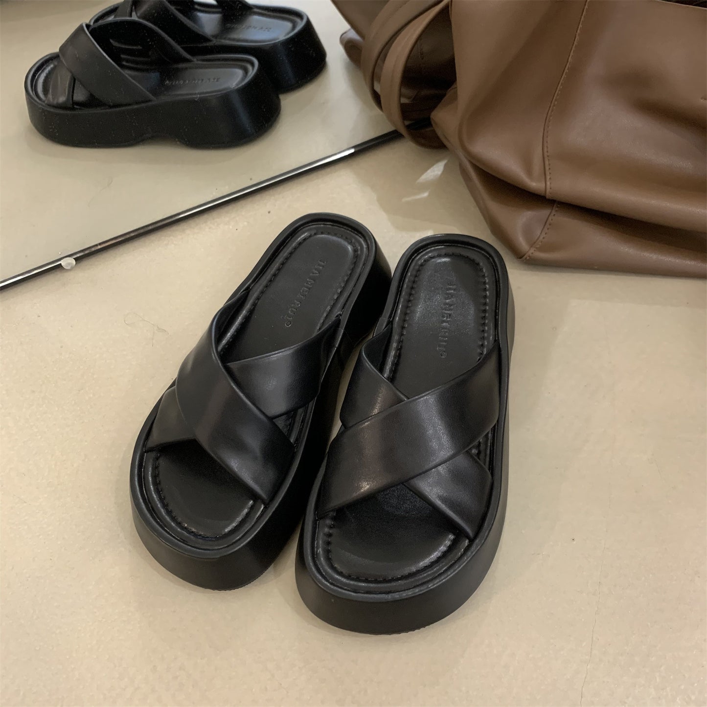 Muffin Platform Slippers til kvinder til udendørs brug