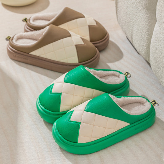 PU Cotton Slippers Women's Autumn And Winter Waterproof