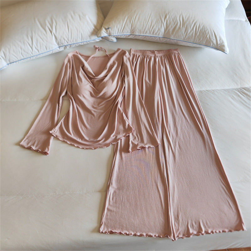 Womens Springautumn Long-sleeve Lightweight Pajama Set