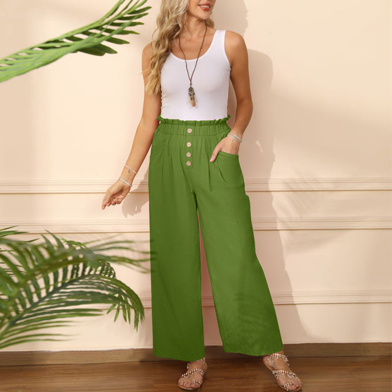 Detachable Adjustable Suspender Pants Pure Cotton Casual Straight-leg