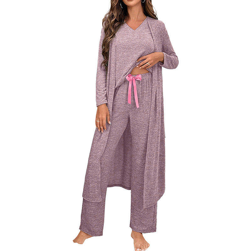 Womens Relaxed-fit Loose-fitting Solid-color Three-piece Set