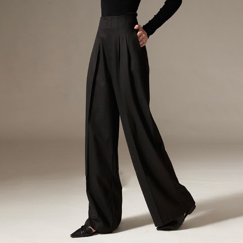 Womens High-Waisted Flowy Wide-Leg Pants For Shorter Statures