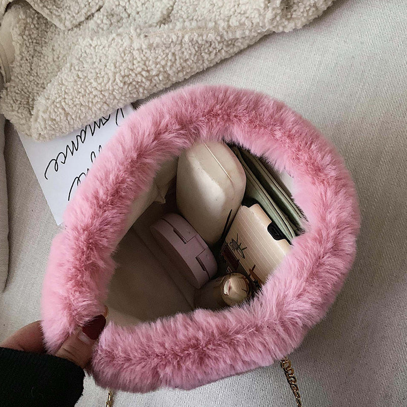 Fashion chain Plush straddle shoulder bag