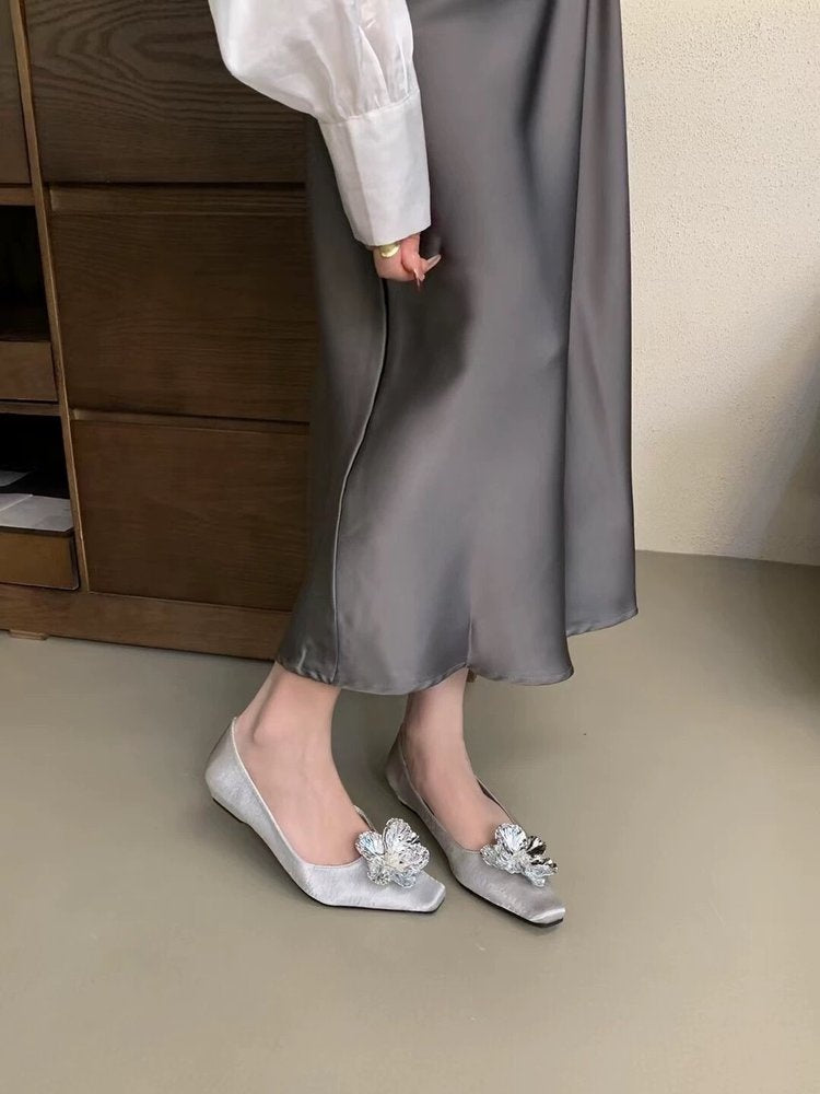 Spring New Arrival Square Toe Flats For Women, Pointed Toe  Slip-On Shoes Soft Sole Ballet Flats Must-Have For Wide Leg Pants