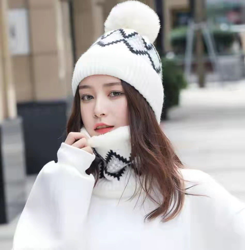 Hat Women's Wool Cute Versatile Scarf Plush