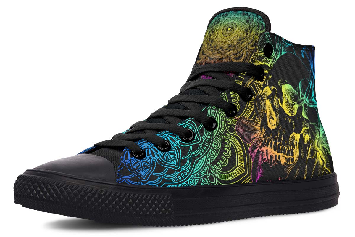 Men's And Women's Fashion Color Printing High-top Canvas Shoes