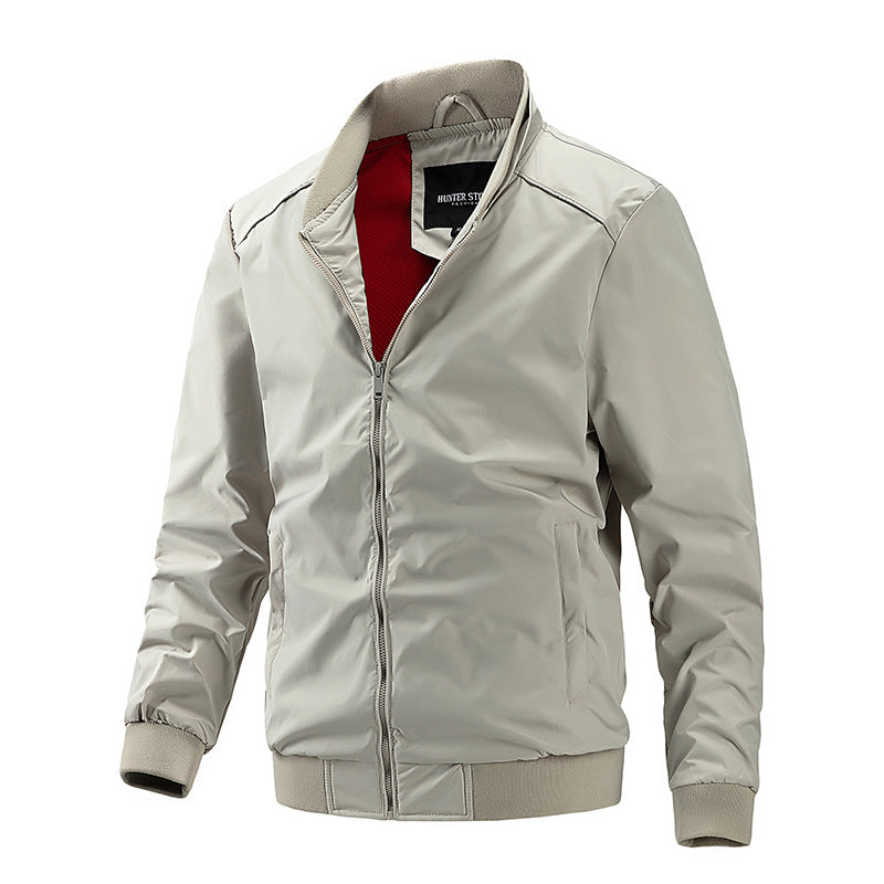 Men's Stand Collar Jacket Thin Baseball Jacket Zipper Coat