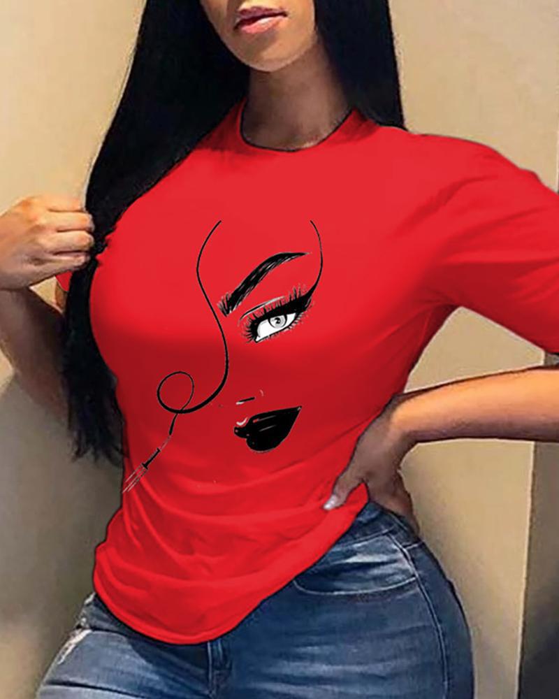 Women's Printed Round Neck Loose T-shirt