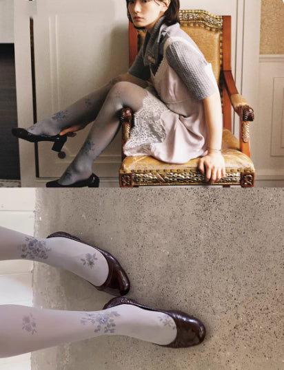 Floral Silk Stockings Slimming Thin Pantyhose