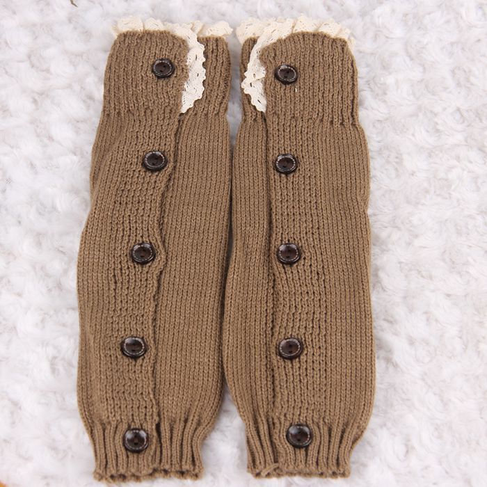 Children's Button Knitted Wool Pile Warm Foot Cover