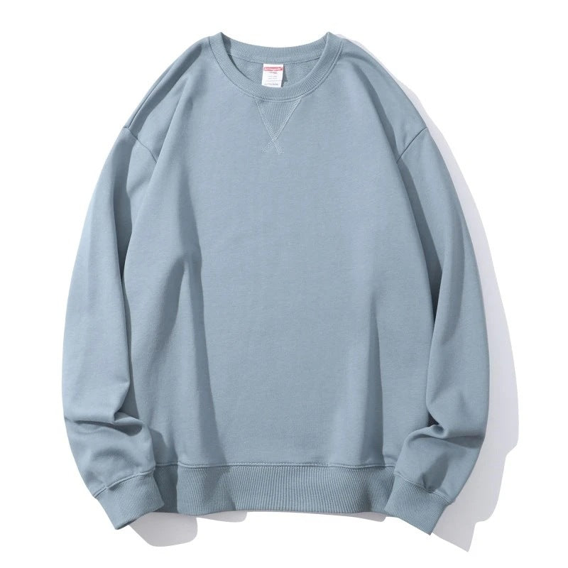 Herresweater med rund hals i kraftig bomuld Terry, omvendt trekant