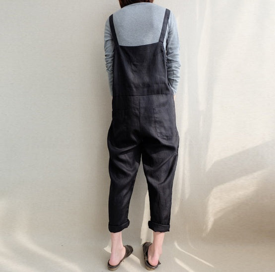 Pants casual pants cotton and linen breathable plus size overalls