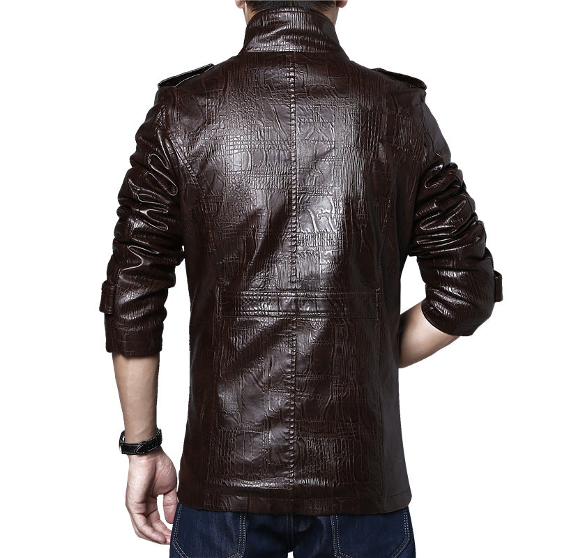 Korean thick slim leather jacket