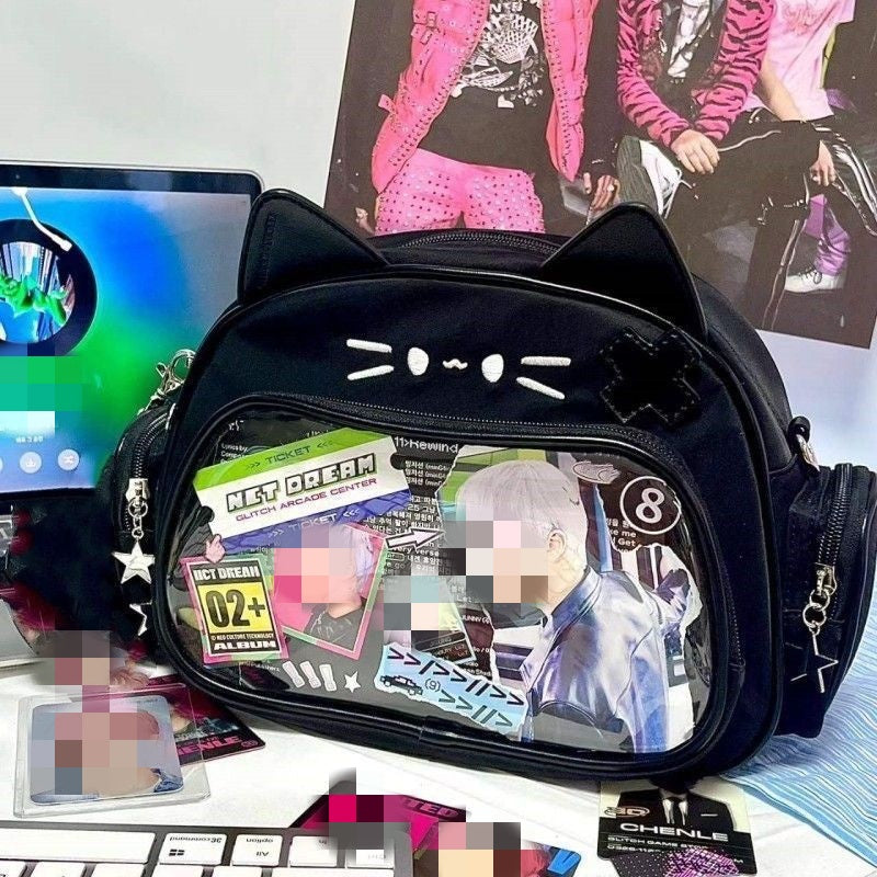 Student Commuter Cute Mechanical Cat Large Capacity College Messenger Bag