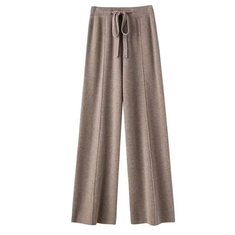 Women's Wool High Waisted Casual Wide Leg Pants