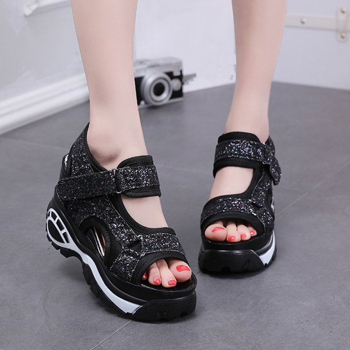 Platform Sandals Women's Slope Heel Platform Platform Sandals Open-toe Students' Inner Height Increase Women's Shoes