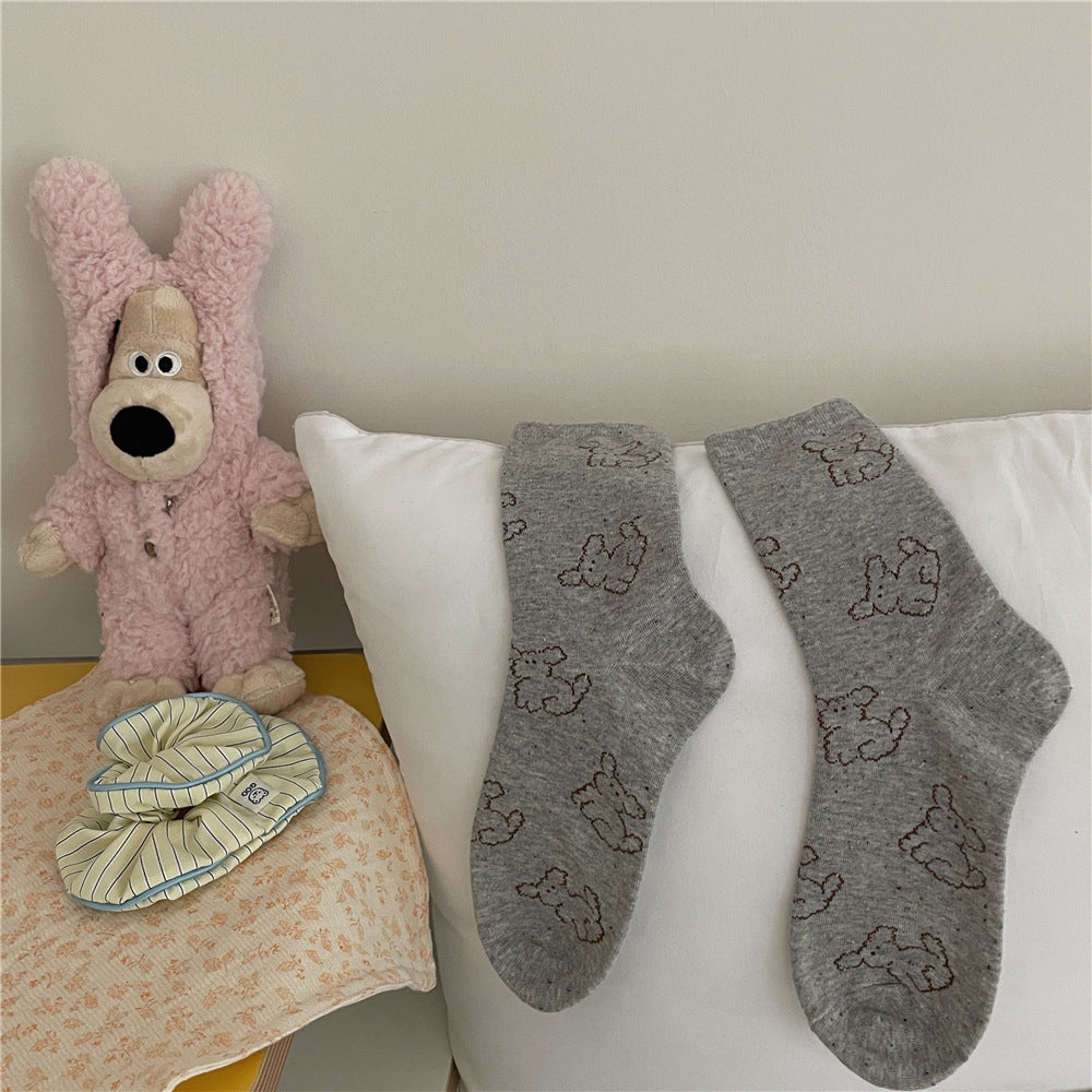 Cloud Dog Cute Girls Mid-calf Length Socks