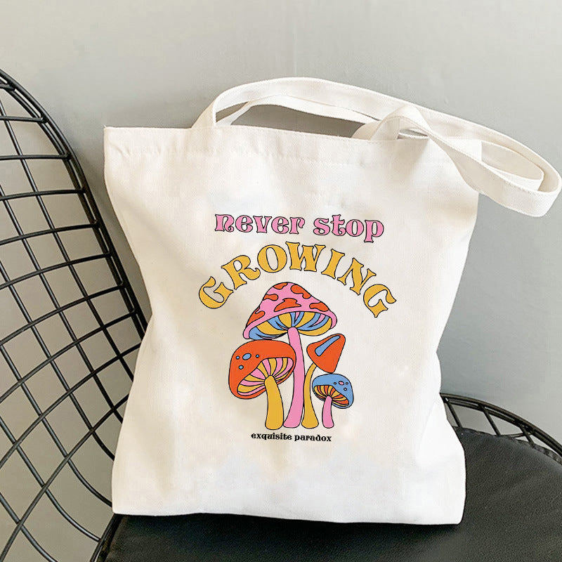 Mushroom Print Personalized Creative One-shoulder Canvas Bag