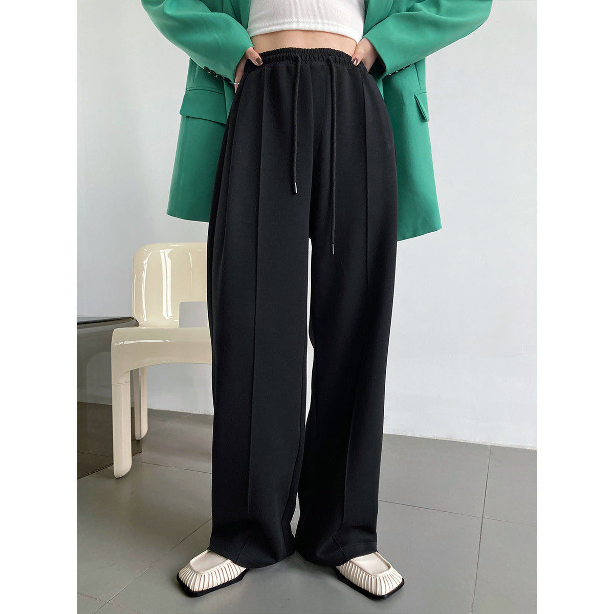 Sports Female Loose Casual Elastic Waist Wide Leg Pants
