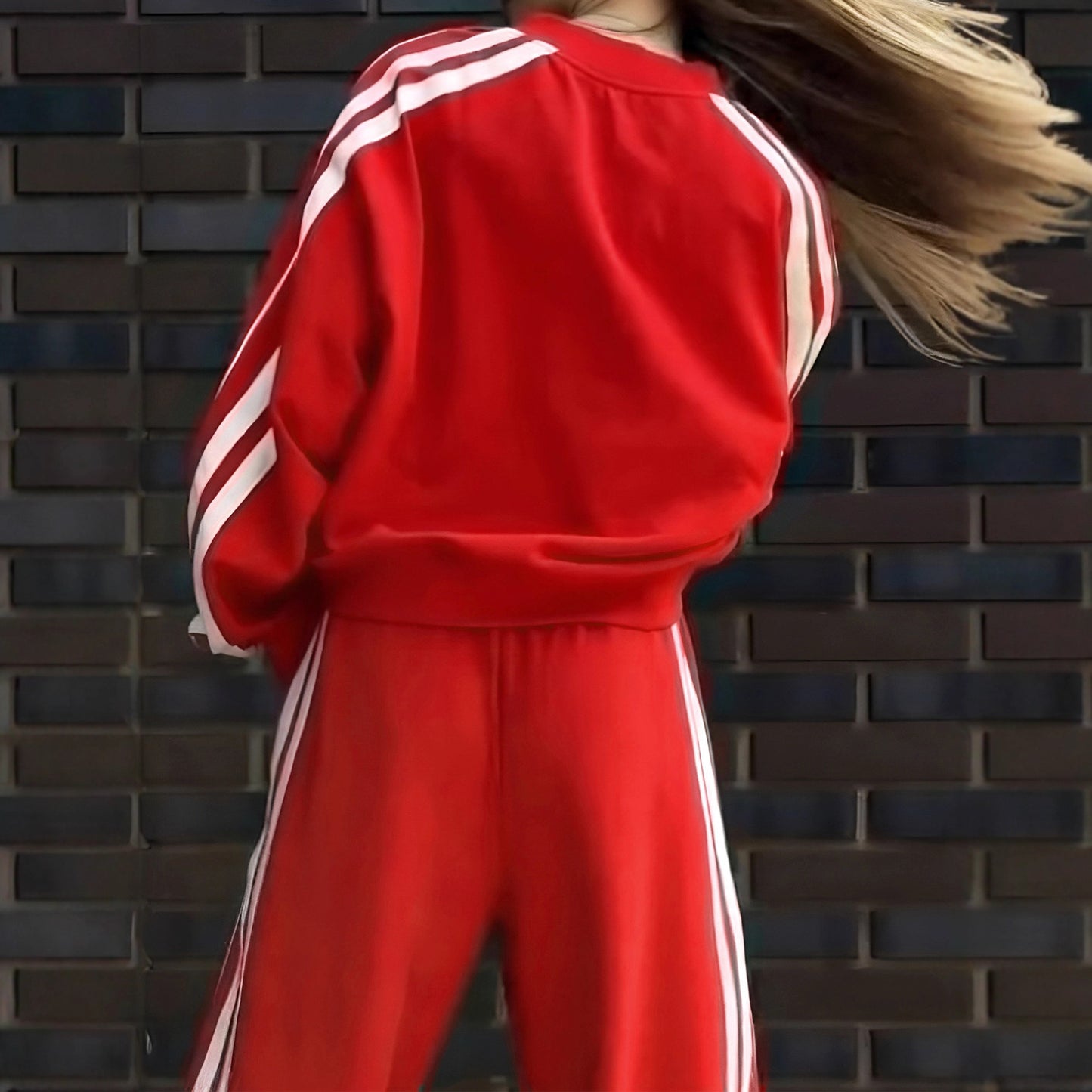 Women's Fashion Color-block Sporty Pants Two-piece Set