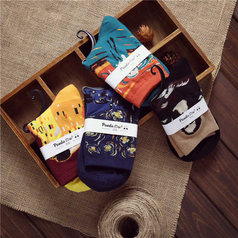 Retro Series Men's Medium Tube Literary Socks