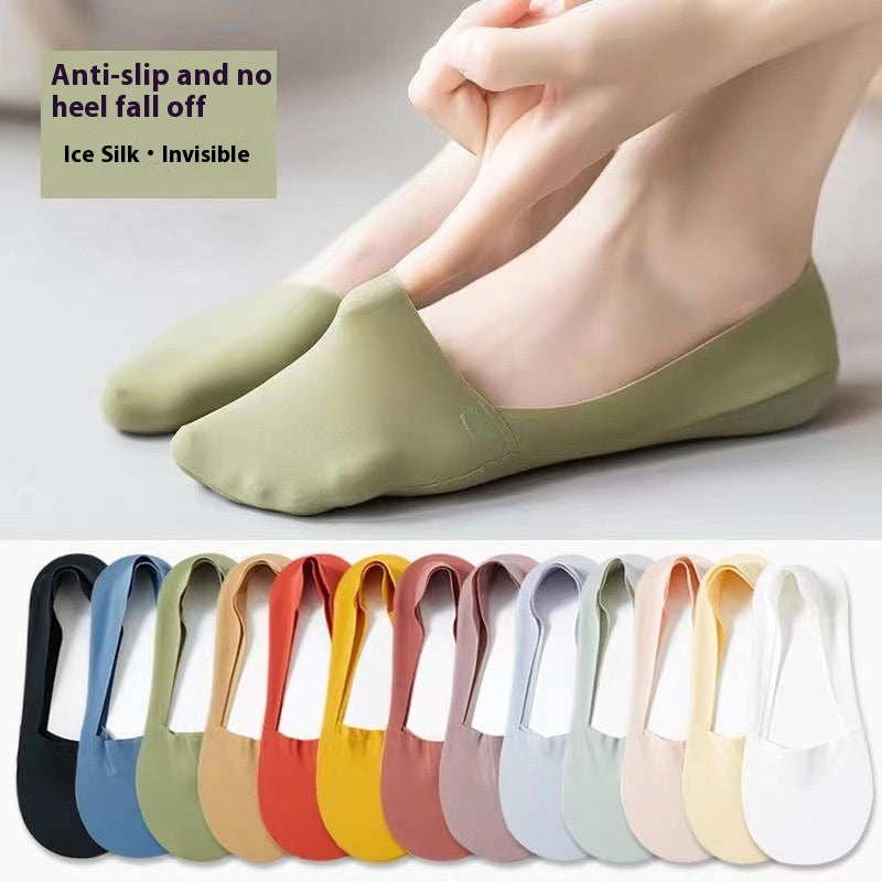 Ice Silk Socks Women's Boat Socks Summer Thin Cotton Bottom