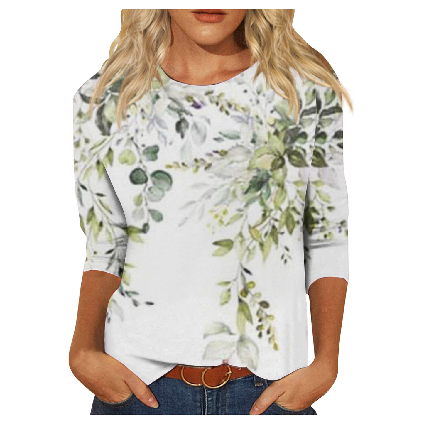 Round Neck Printed Casual Loose Long Sleeve