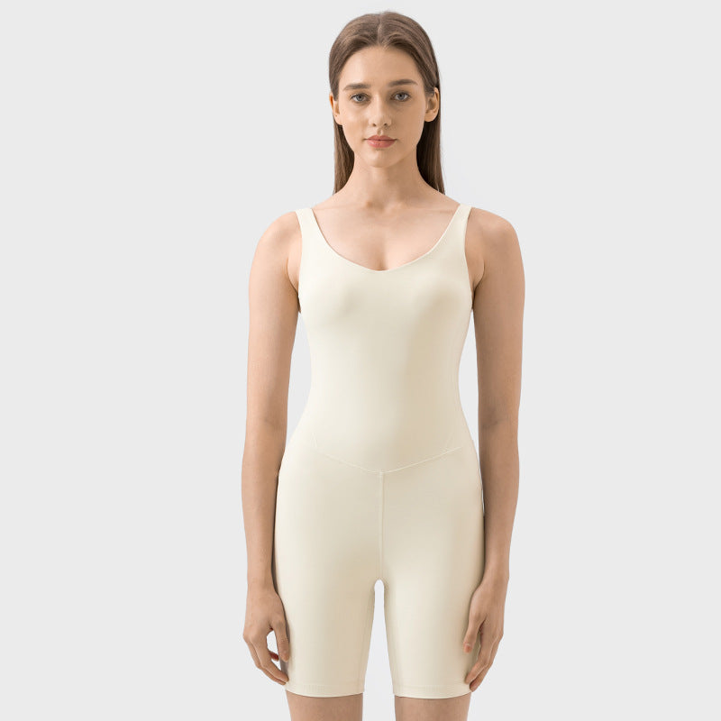 Women's Pure Color All-matching Casual Belly Contracting And Hip Lifting Jumpsuit