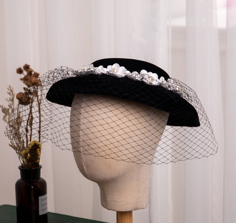 French Hepburn Vintage Gauze Bridal Top Hat