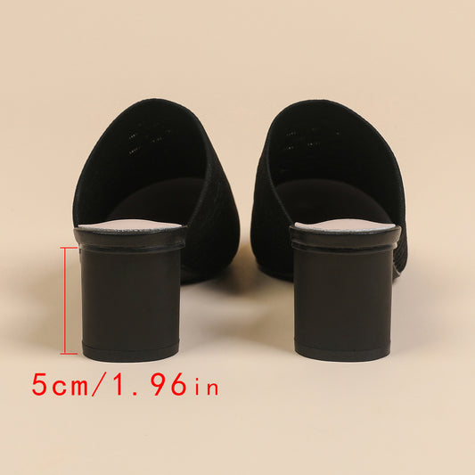 Pointed Toe Toe Cap Sandals Chunky Heel High Heels