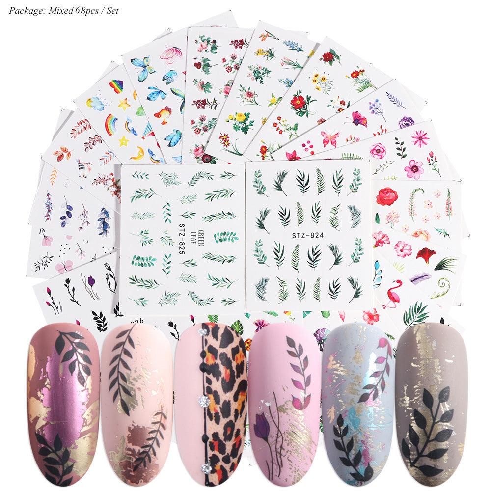 Black And White Lace Flower Nail Art Sticker Set