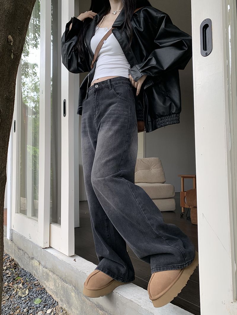 Women's American-style Retro Washed Straight Jeans