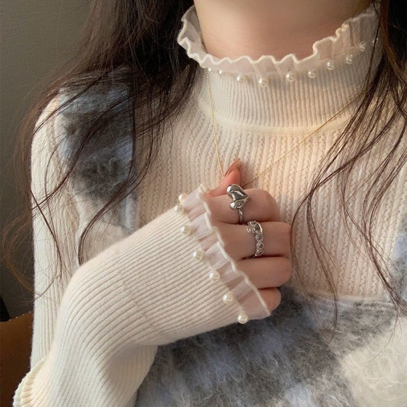 Sensual Semi-high-neck Knit Top