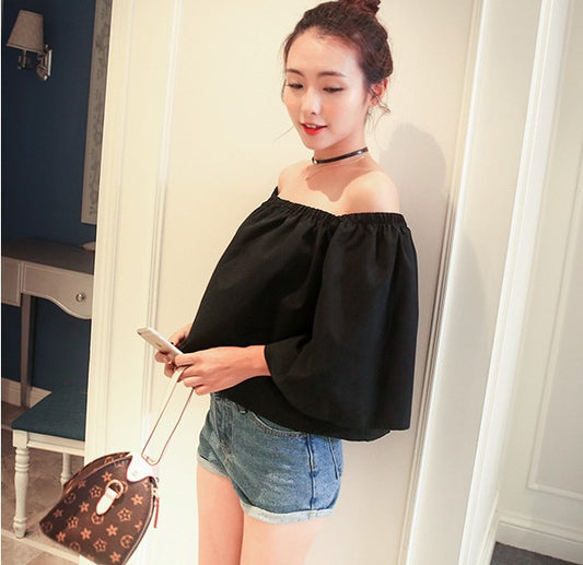 Women With A Collar Shoulder And Horn Sleeves