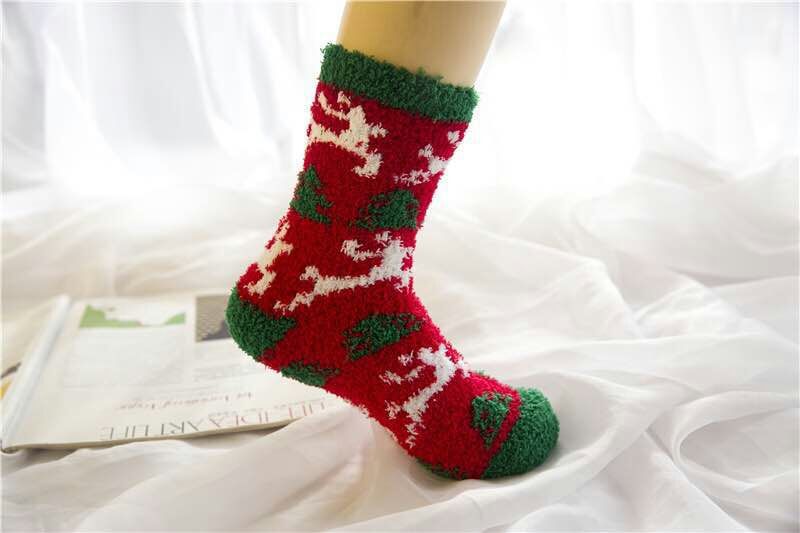 Elk Elderly Half Fleece Adult Christmas Socks