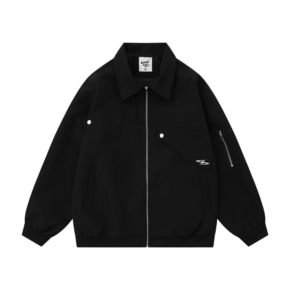 Men's Irregular Stitching Solid Color Baggy Coat