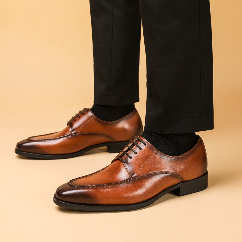 pointed toe British leather shoes