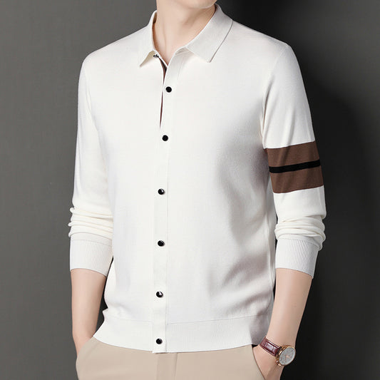 Revers Langærmet Cardigan Sweater Herrefrakke