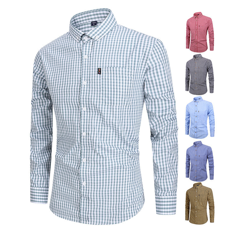 Men's Shirt Breathable Cotton Long Sleeve Plaid Shirt