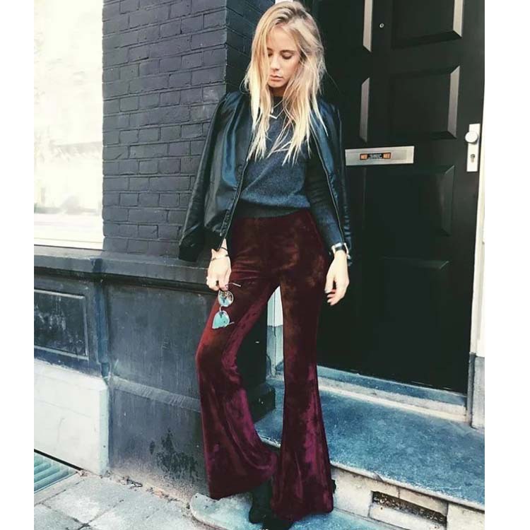 Velvet micro-ladies casual pants