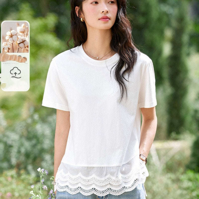 Summer Double-layer Wave Lace Design Blouse