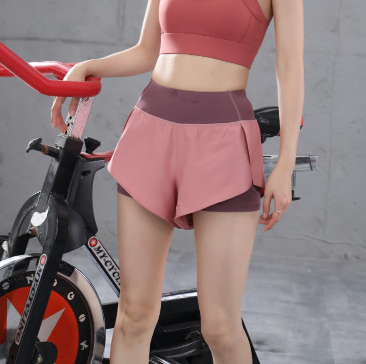 Quick-drying fake two-piece fitness pants