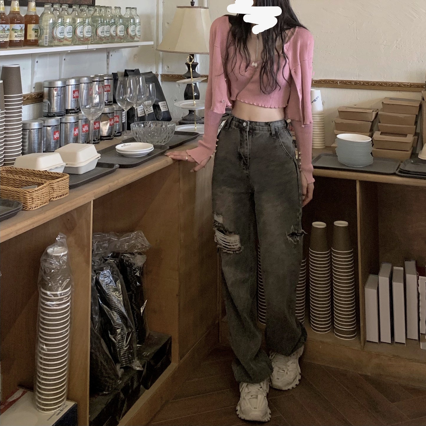 Women's High-rise Straight-leg Loose Wide-leg Jeans