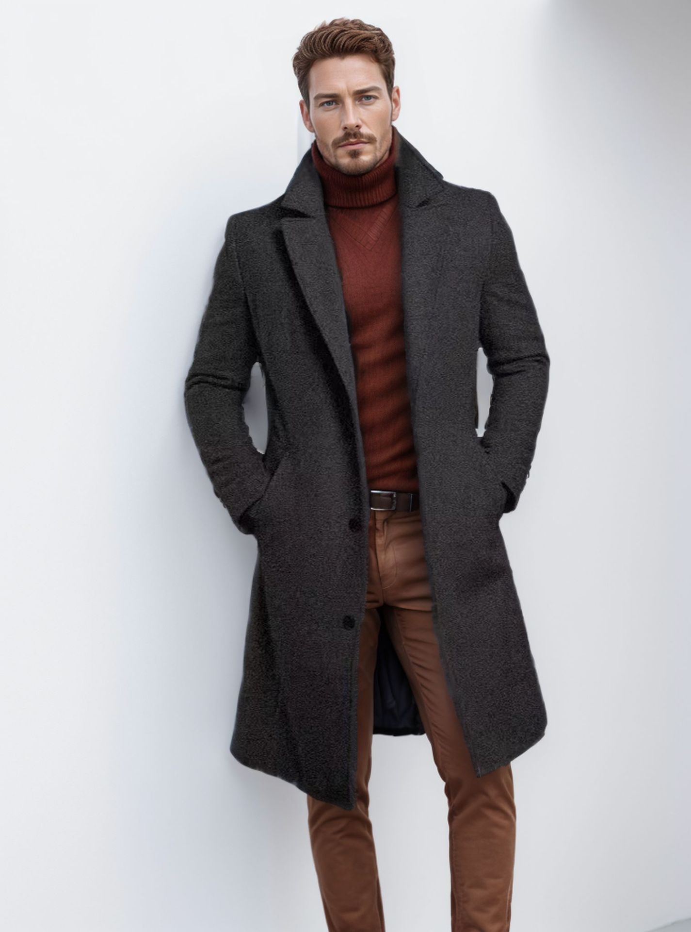 Men's Medium-length Single-breasted Multi-color Warm Youth Coat