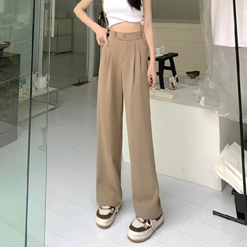 High Waist Covering Belly Thin Loose Drooping Casual Mopping Wide-leg Trousers
