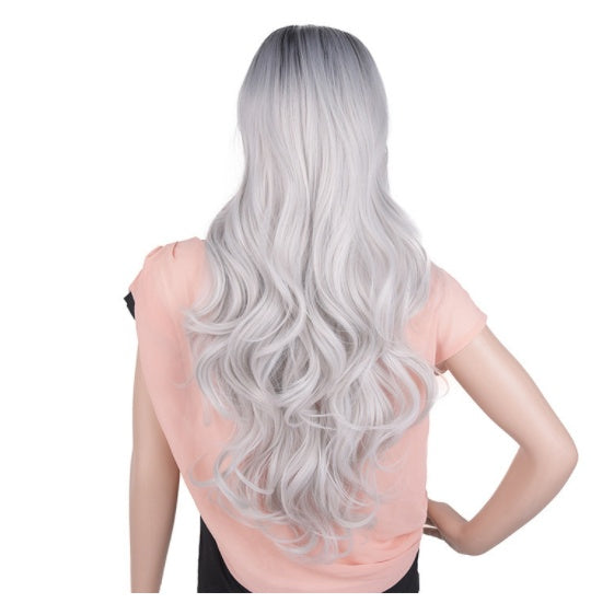 Cos Head Cover Chemical Fiber Gradient Dyed Long Curly Hair Wig
